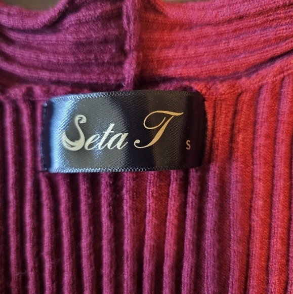 Seta T Womens Long Sleeve V Neck Twist Front Knit Side Slit Midi Sweater Dress S - Picture 8 of 11